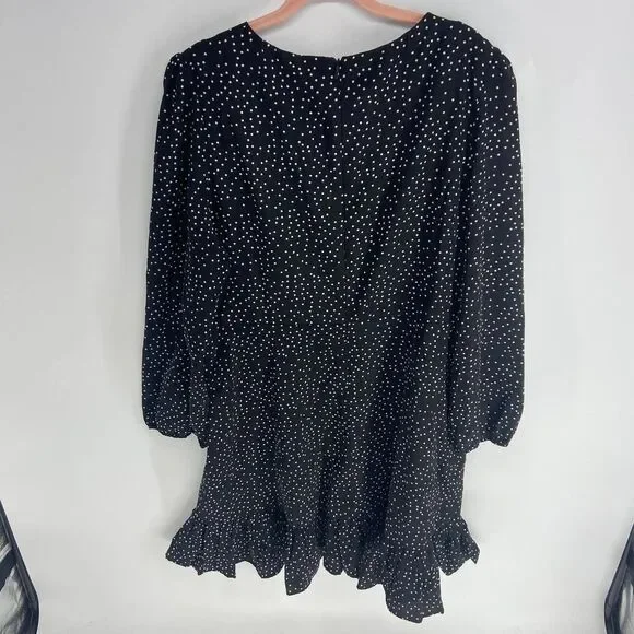 Showpo. Worlds Away Black White Polka Dot Ruffle Mini Dress NWT Womens 16 - Picture 7 of 8